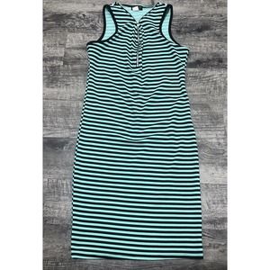 Forbidden Society Women’s Size L Dress Chest 34/36” Green Black Stripes A8